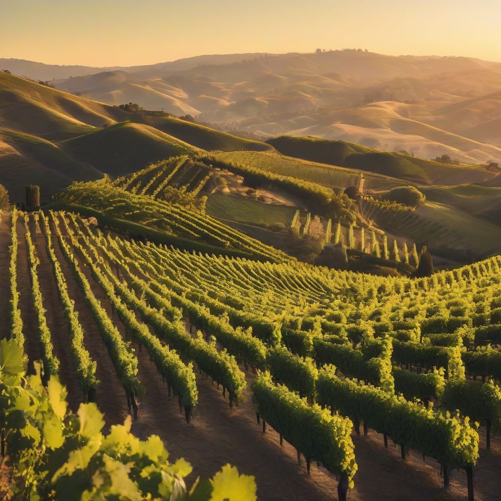 California Vineyards at Sunset